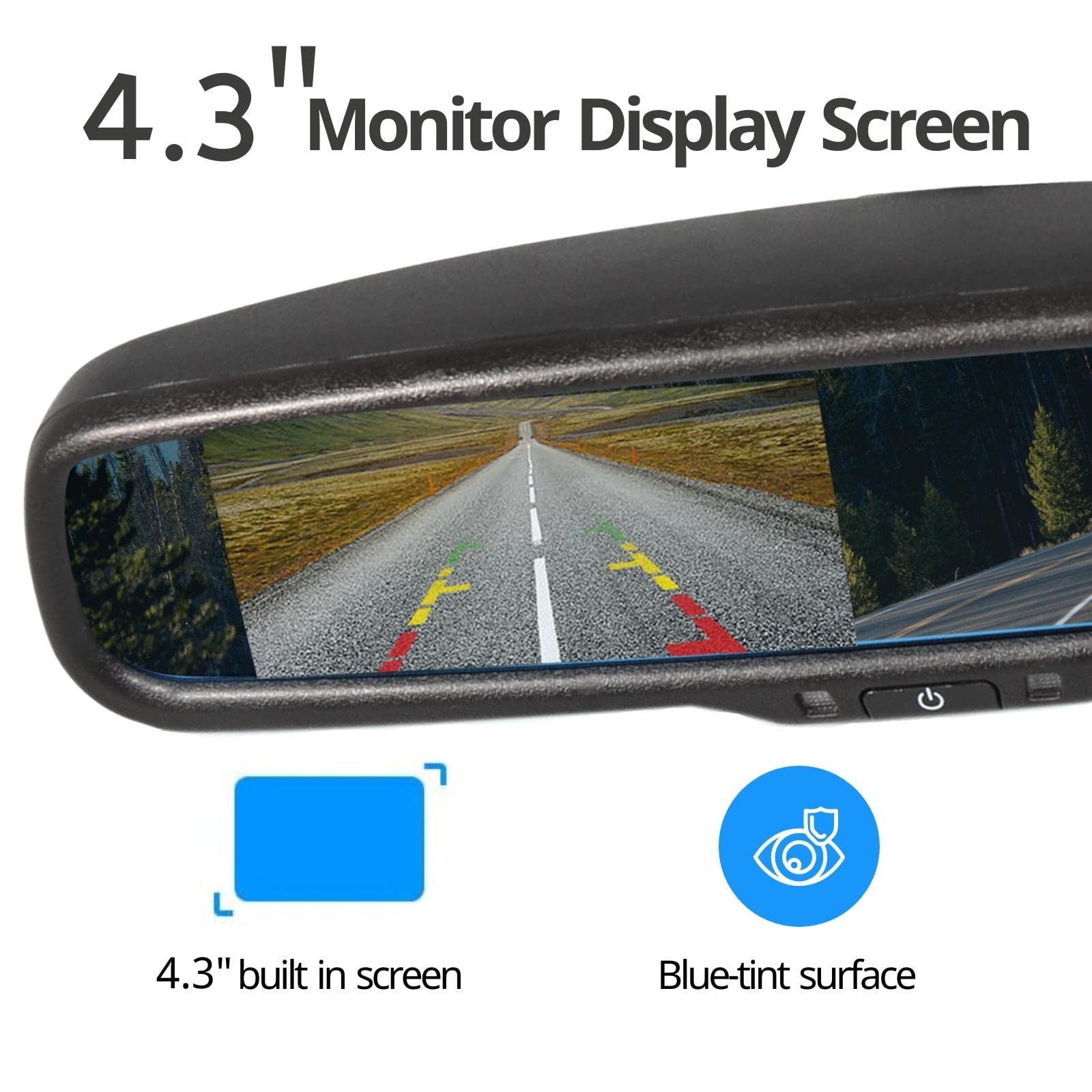 Eway 4.3'' Rear View Mirror Camera Monitor Fits For Ford F150/250/350 2004 2015, Toyota Tacoma Corolla 2008 2014, Jeep Wrangler